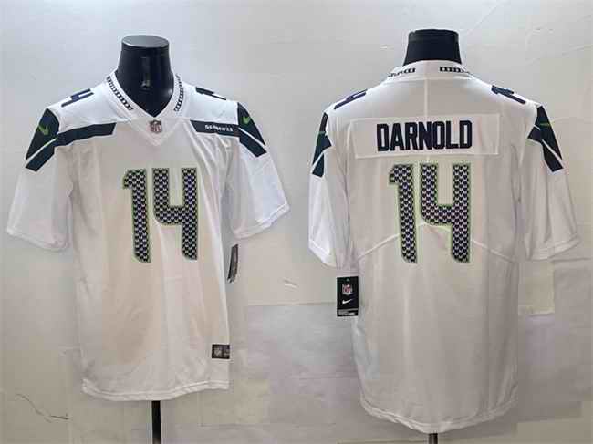 Men's Seattle Seahawks #14 Sam Darnold White 2025 Vapor Limited Stitched Football Jersey